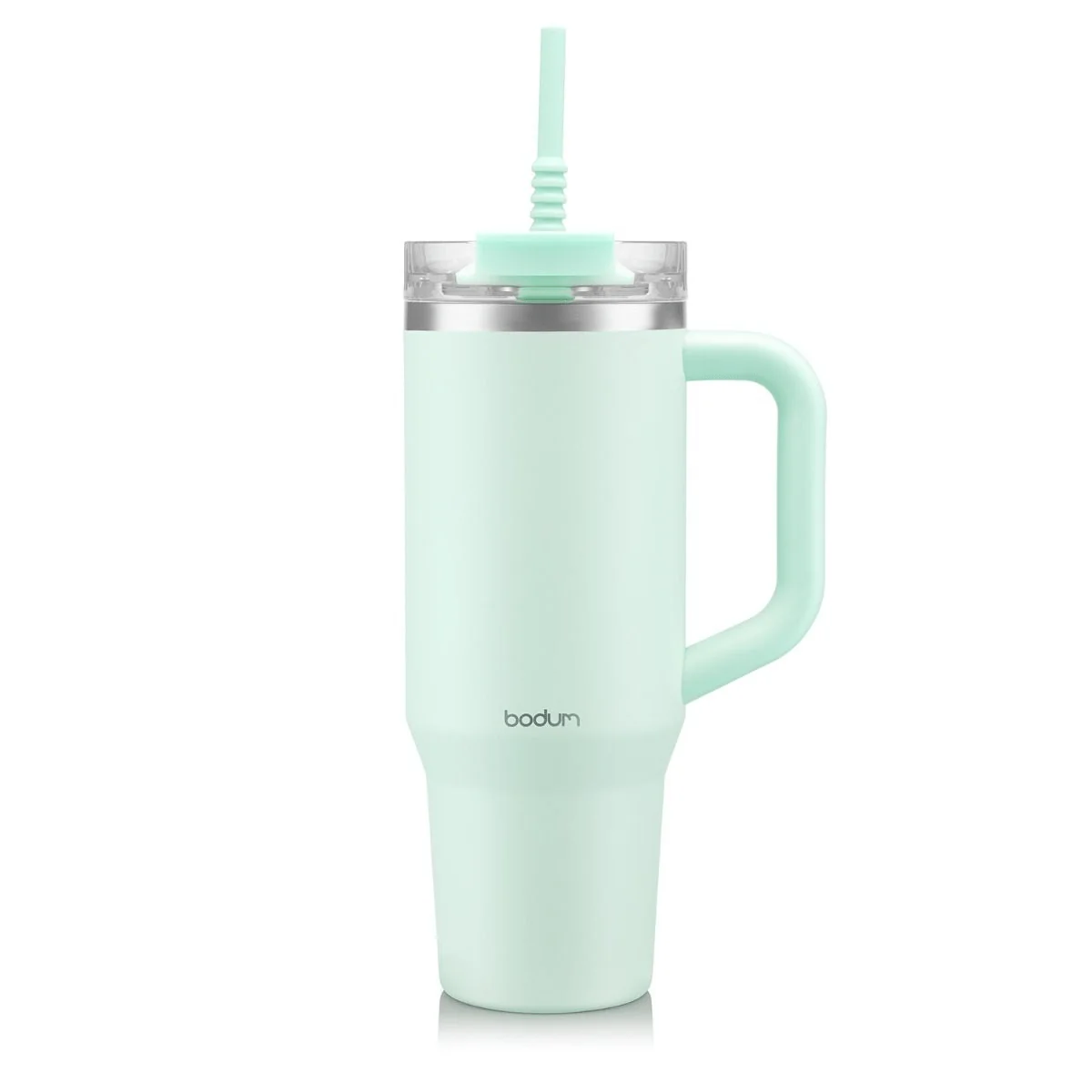 Bodum Travel Mug with Handle and Silicone Straw 1.2 L / 40 oz - Creamy Mint