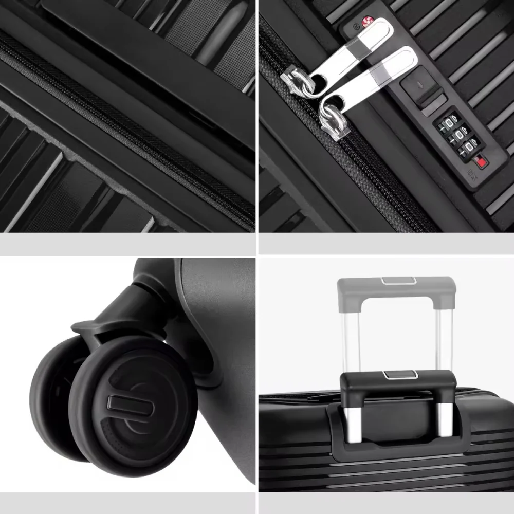 Bordlite Hardshell Suitcase with Laptop Compartment 55 x 37 x 24cm – Black - Image 2