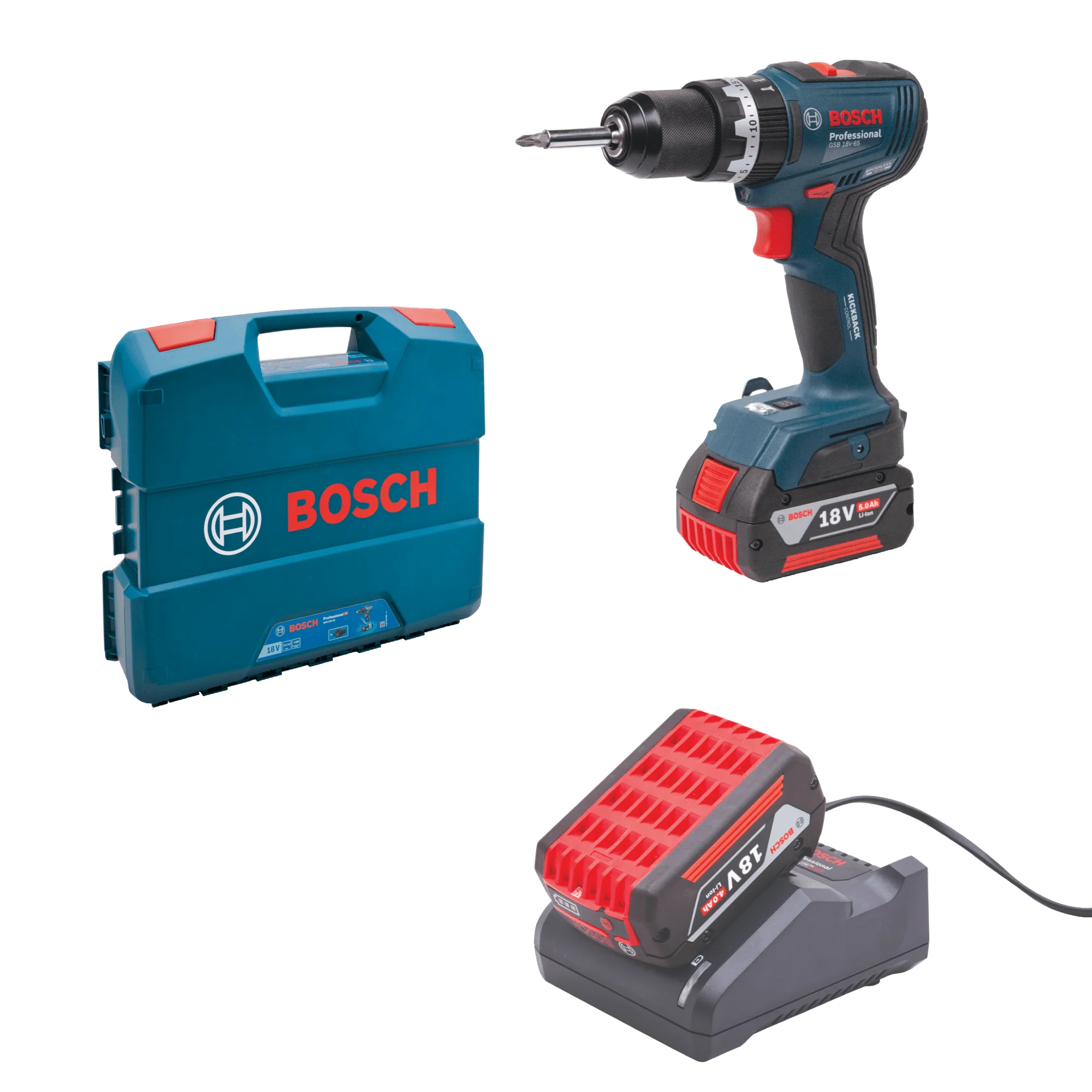 Bosch 18V Combi Drill With 2 x 4.0Ah Li-ion Batteries
