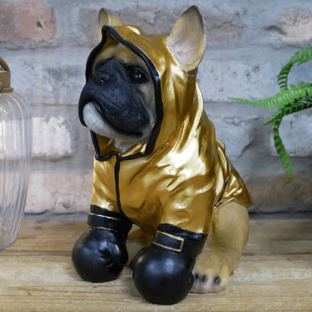 Boxing Boxer Dog Ornament Gold 26cm