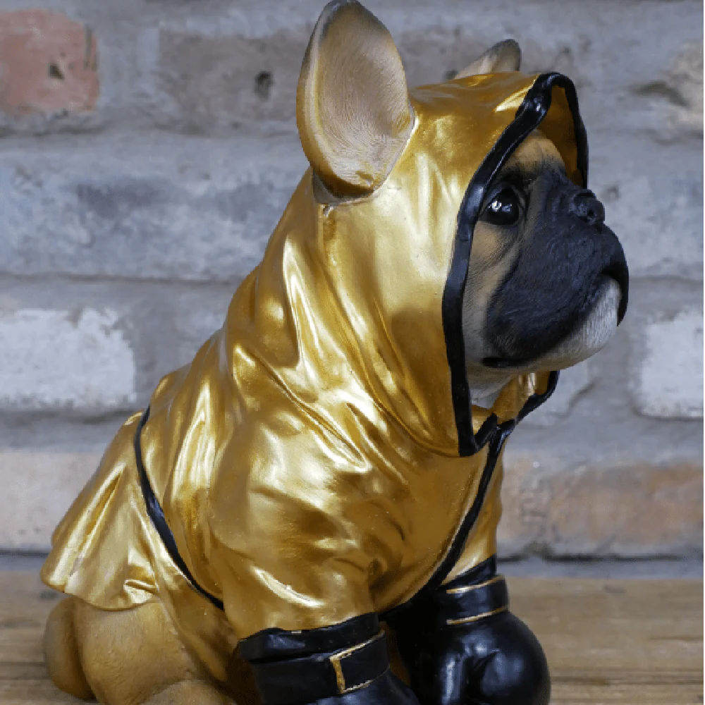 Boxing Boxer Dog Ornament Gold 26cm - Image 4