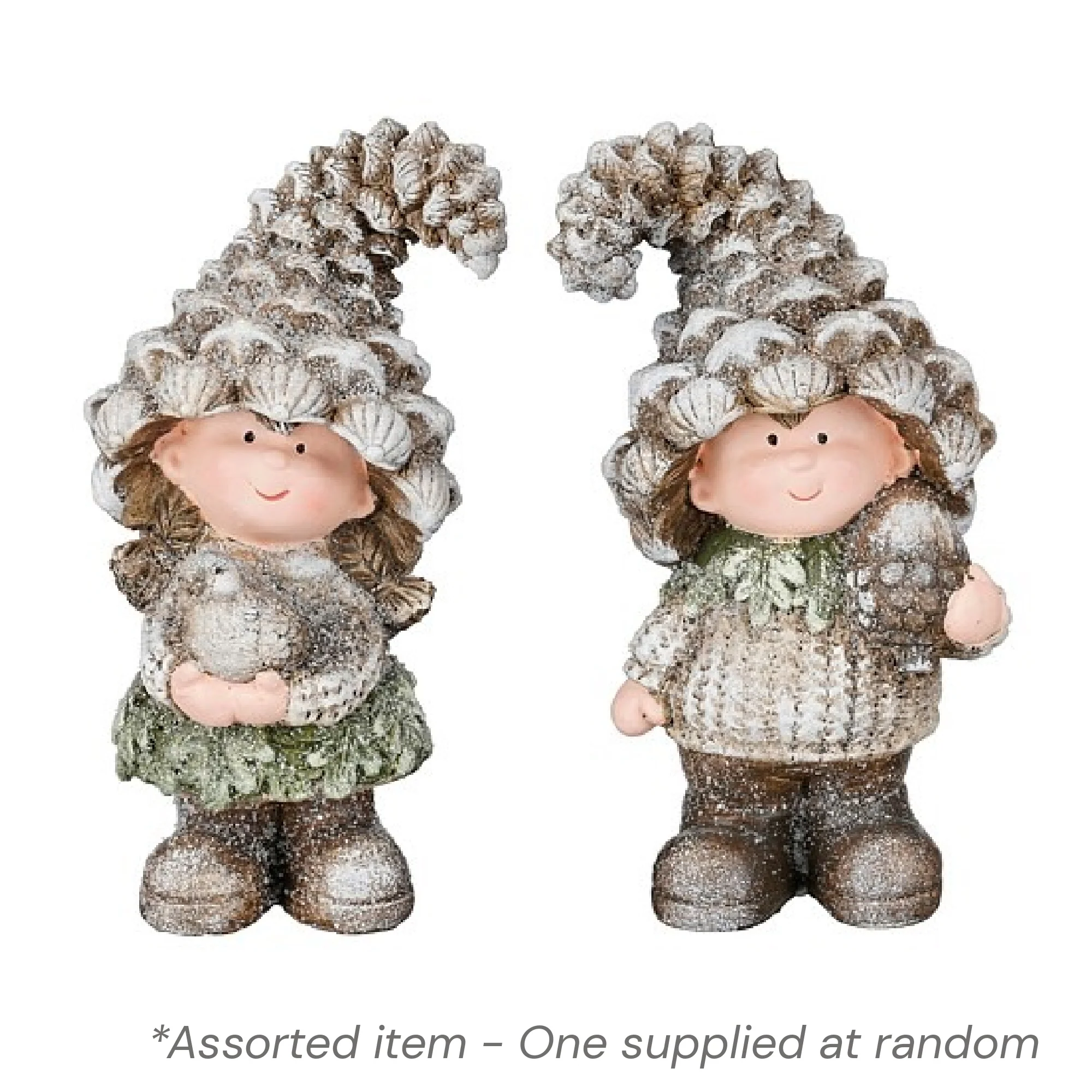 Boy Girl Christmas Ornament Grey 20.5cm Assorted - One Supplied*