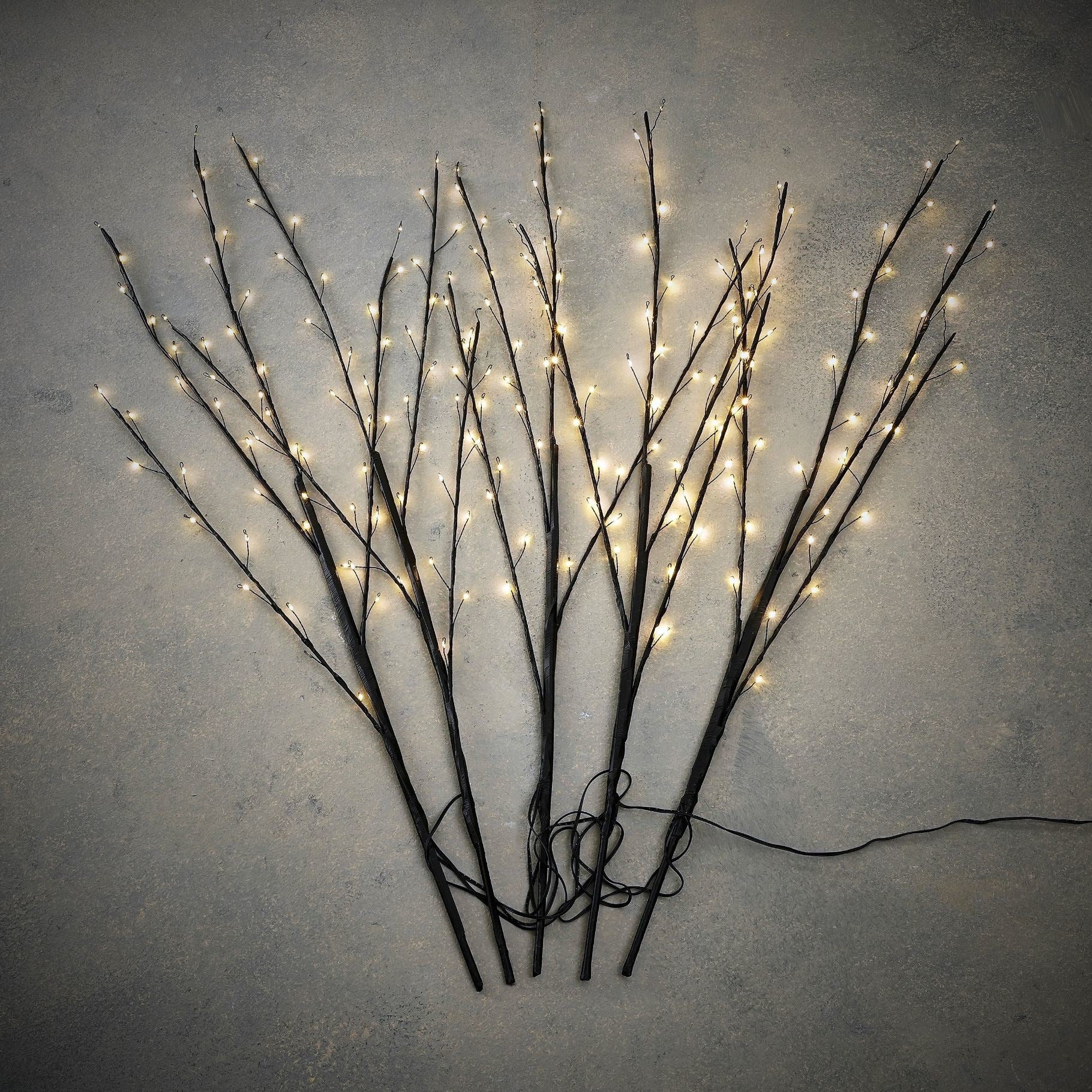 Branch Led Black Warm White 200led IP20/IP44 5 pieces with timer - h90xd30cm