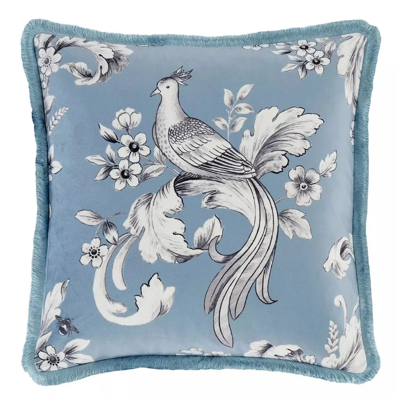 Bridgerton By Catherine Lansfield Regal Floral Blue Cushion - Image 2