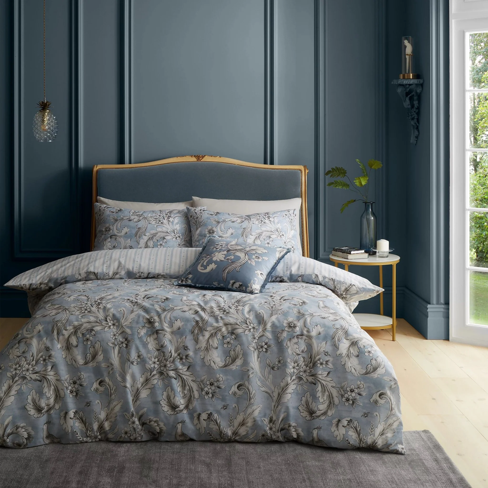 Bridgerton By Catherine Lansfield Regal Floral Blue Duvet Set - Double