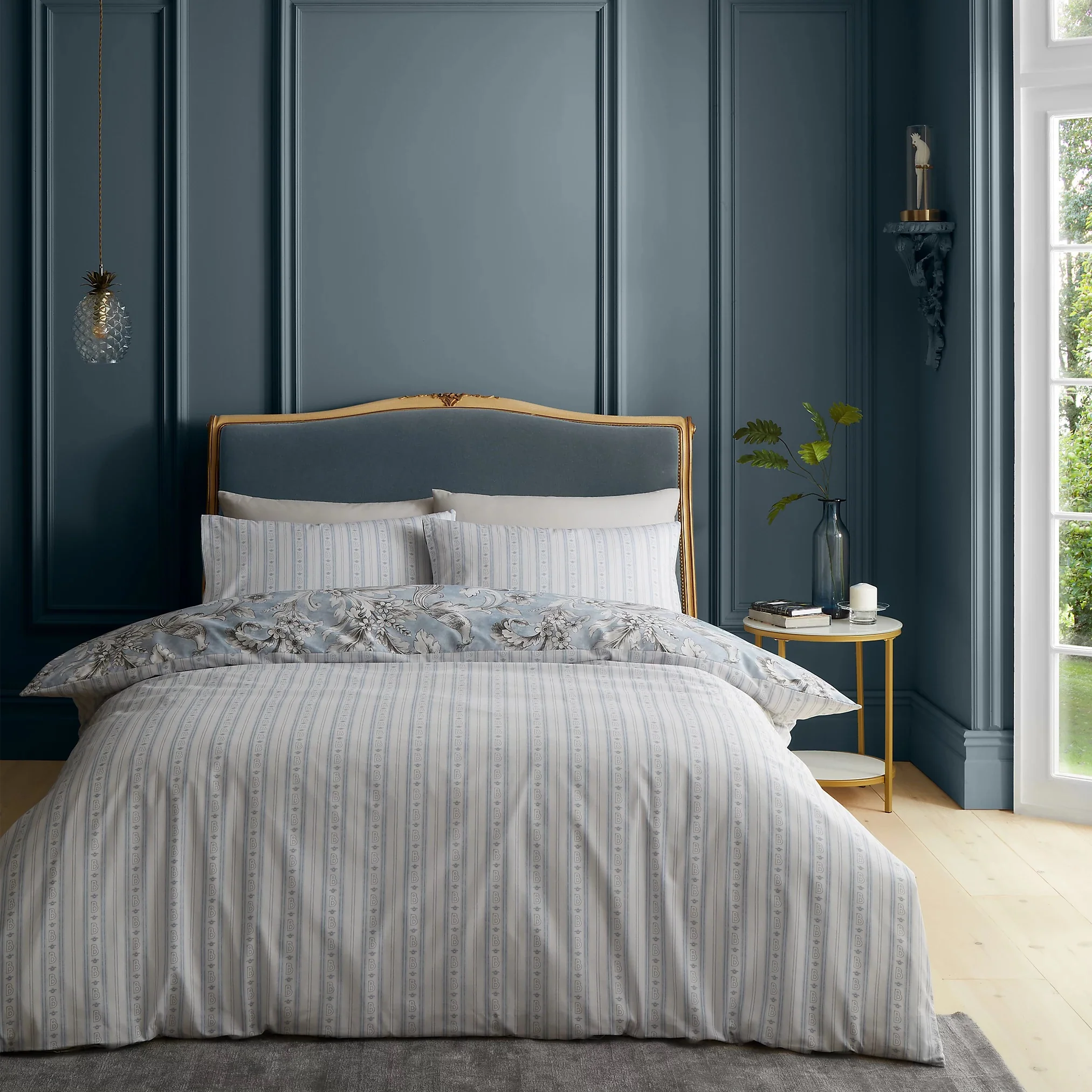 Bridgerton By Catherine Lansfield Regal Floral Blue Duvet Set - Double - Image 2