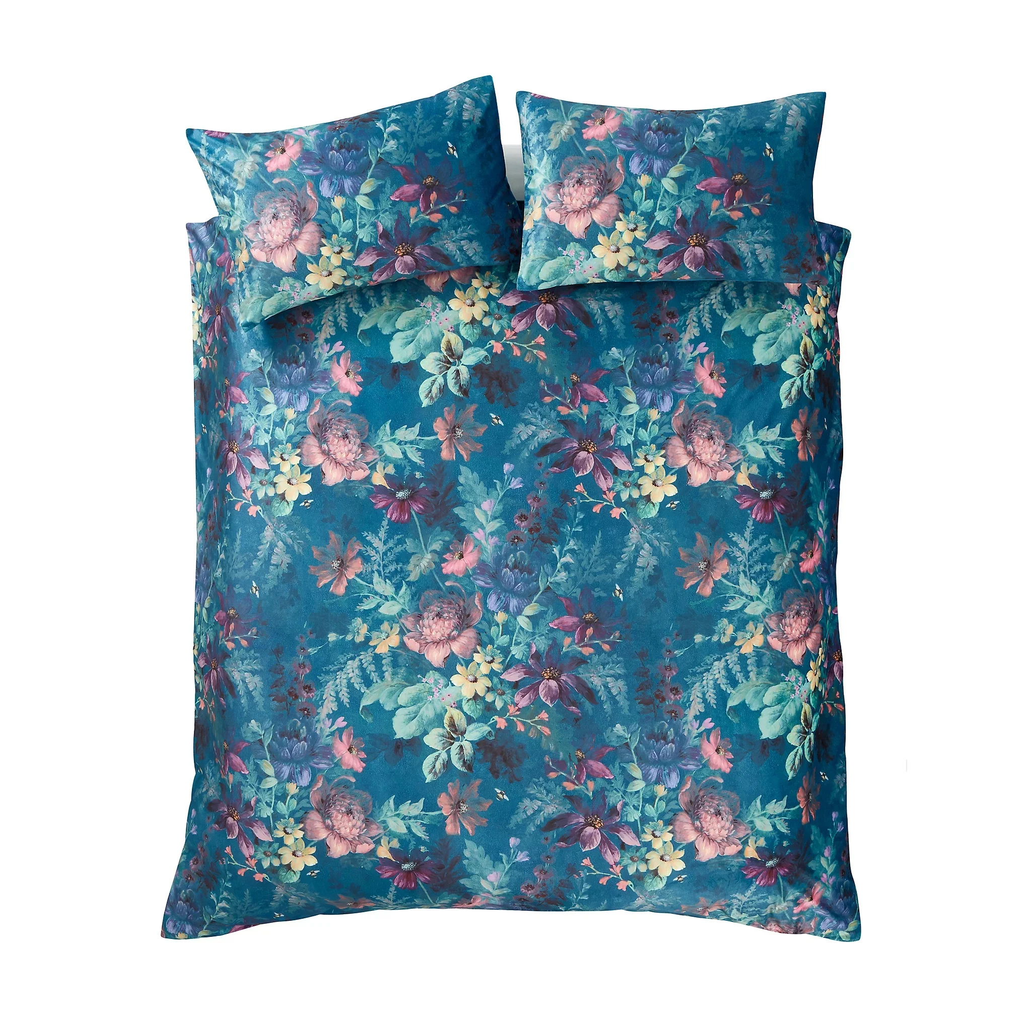 Bridgerton By Catherine Lansfield Romantic Floral Teal Duvet Cover Set - Kingsize - Image 4