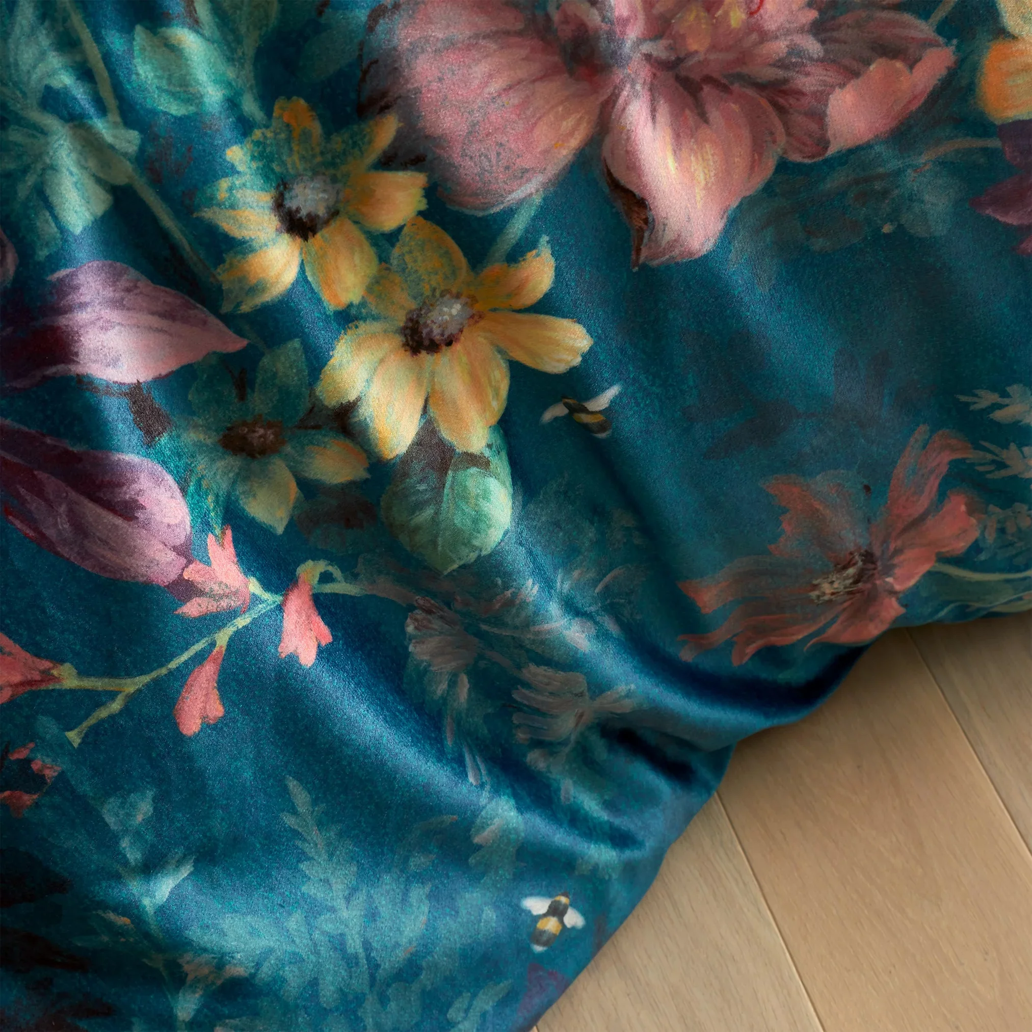 Bridgerton By Catherine Lansfield Romantic Floral Teal Duvet Cover Set - Super King - Image 3