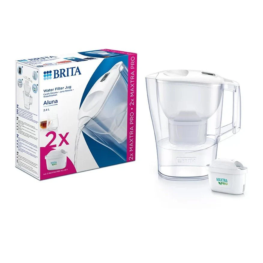 Brita Aluna 2.4L White Filter Jug & 2 MAXTRA PRO Cartridges