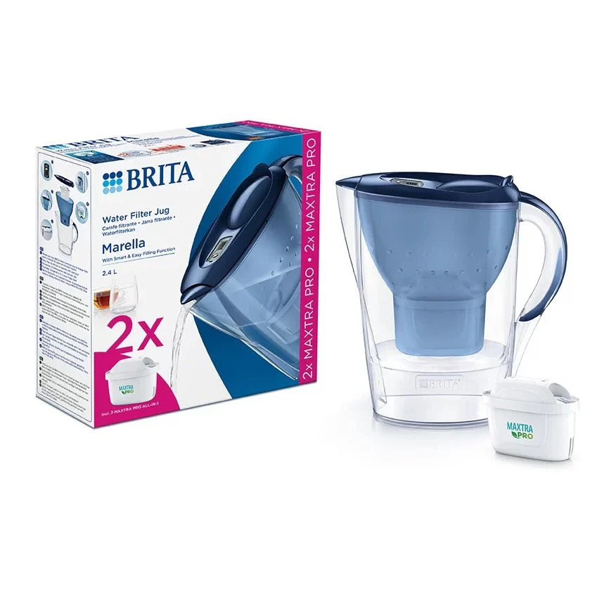 Brita Marella Blue 2.L Water Filter Jug & 2 MAXTRA PRO Cartridges