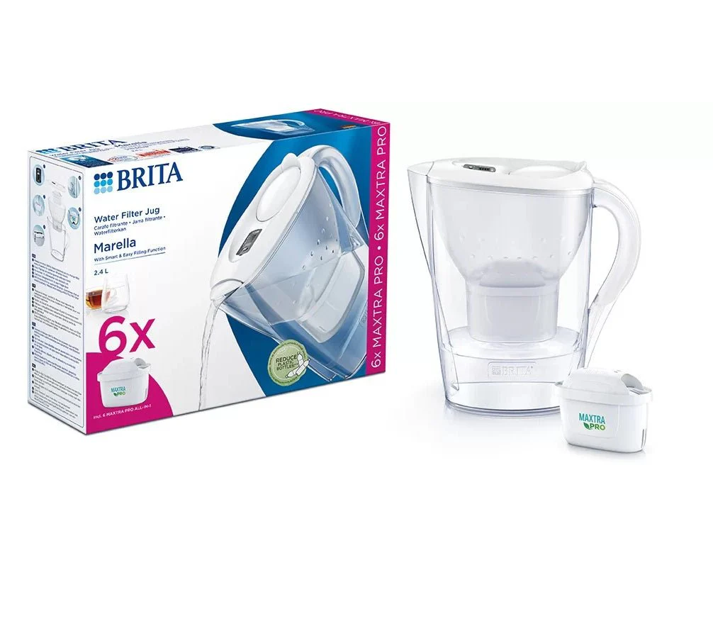 Brita Marella White 2.4L Water Filter Jug & 6 MAXTRA PRO Cartridges
