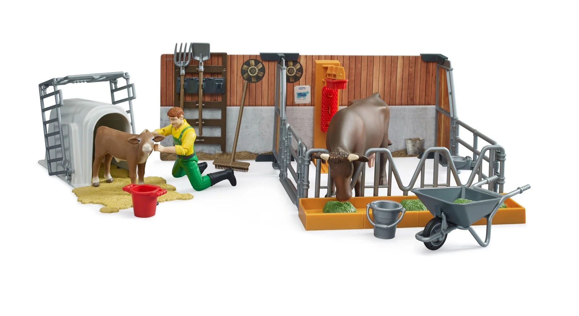 Bruder Cow and calf barn with farmer - Image 4