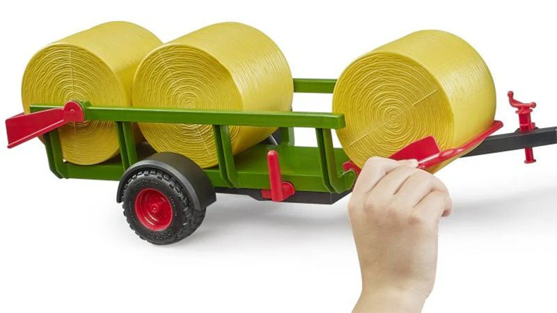 Bruder Self Loading Bale Trailer with 3 Round Bales - Image 4