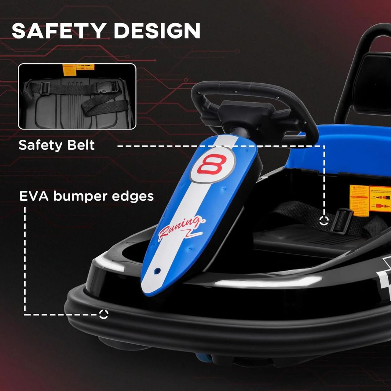 BumperBoo 6V Bumper Car - Blue - Image 2