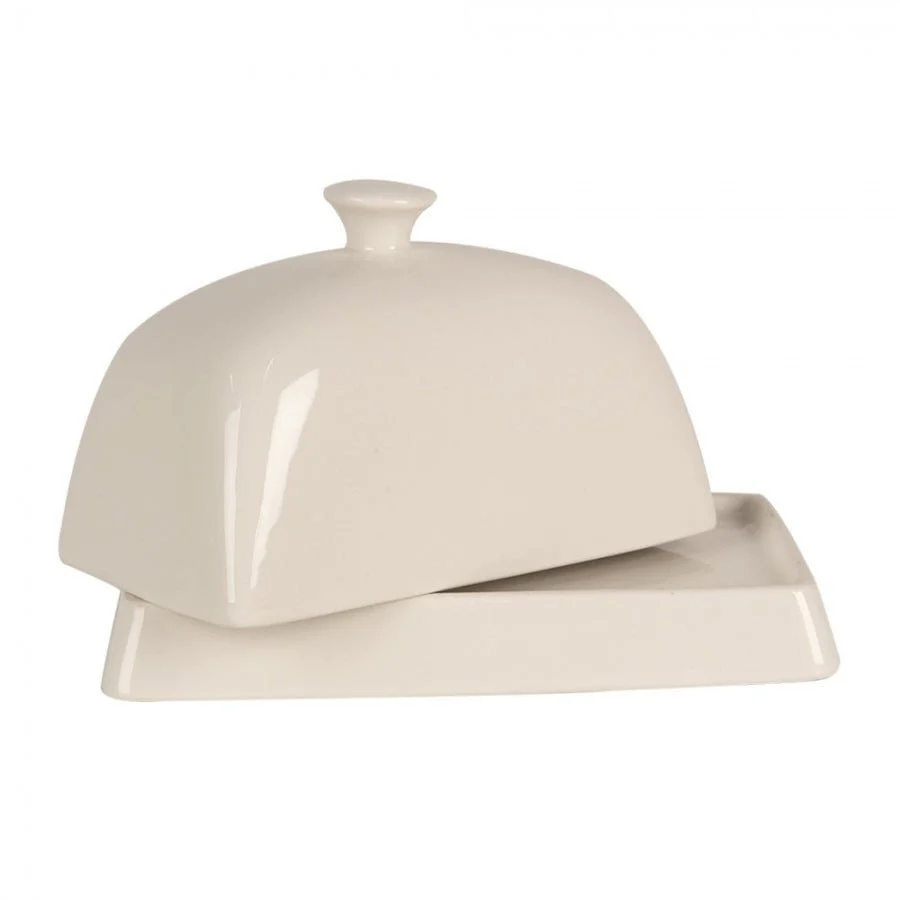 Butter Dish 16 x 10 x 9cm White Ceramic Rectangle - Image 2