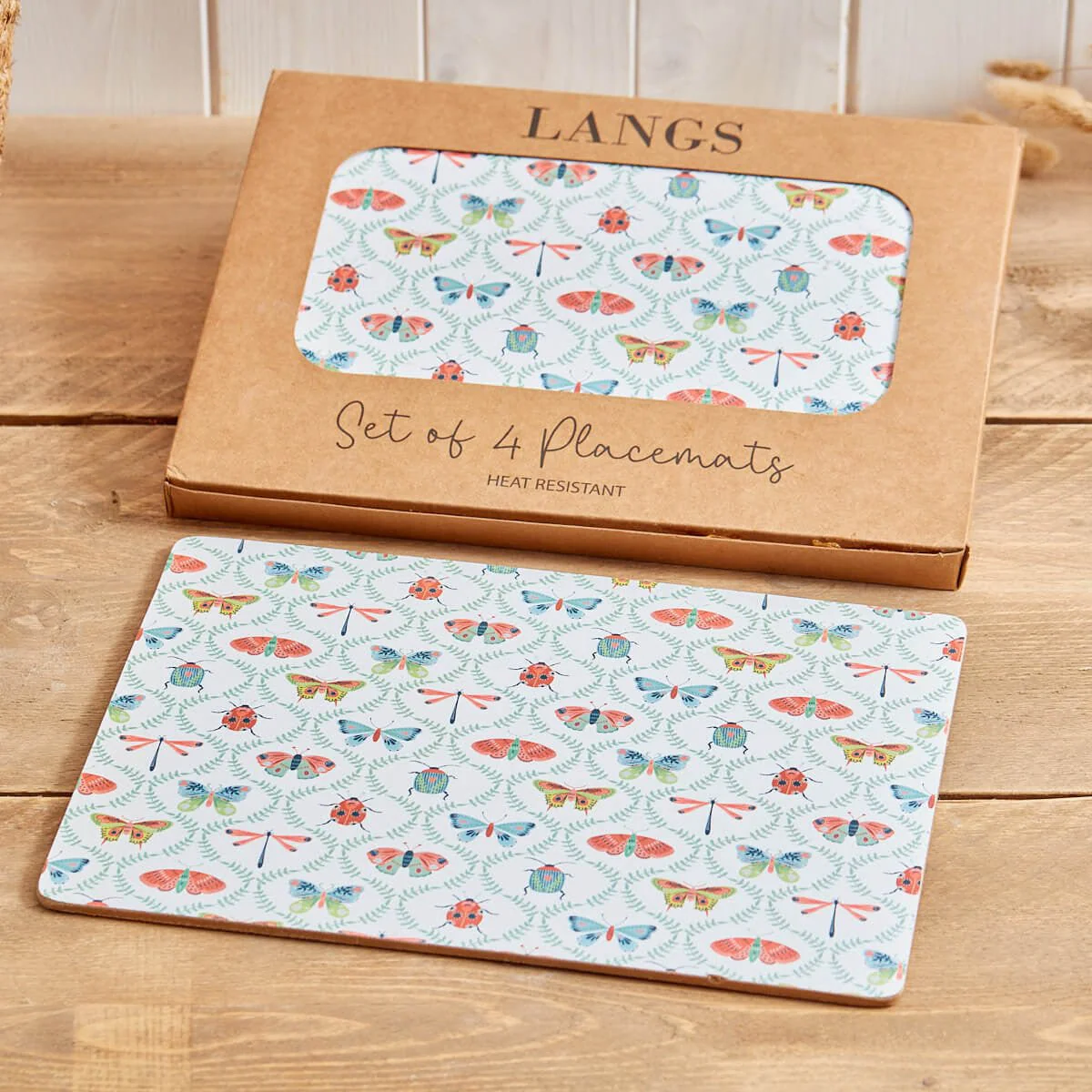Butterfly & Insect Placemat S/4 In Box Heat Resistant Wood