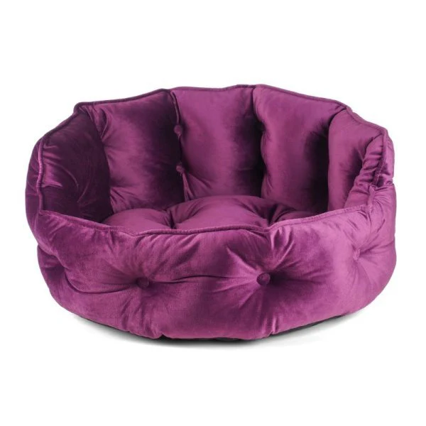 Button-Tufted Round Bed - Mulberry - Small - Image 2