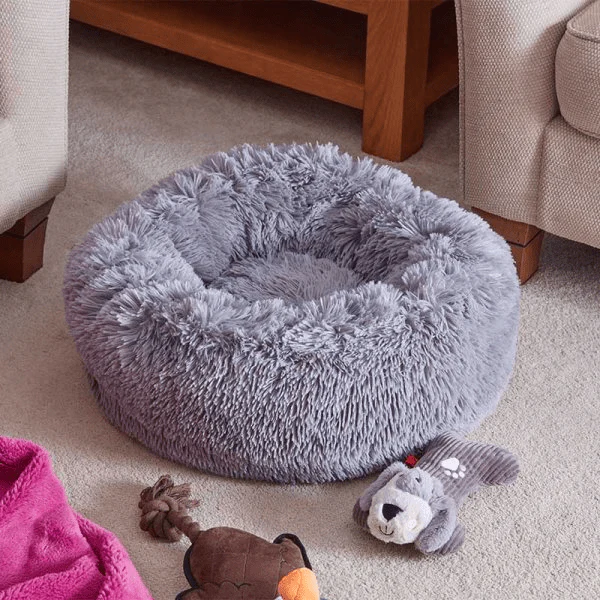 Calming Shaggy Faux FurBed 60cm Grey