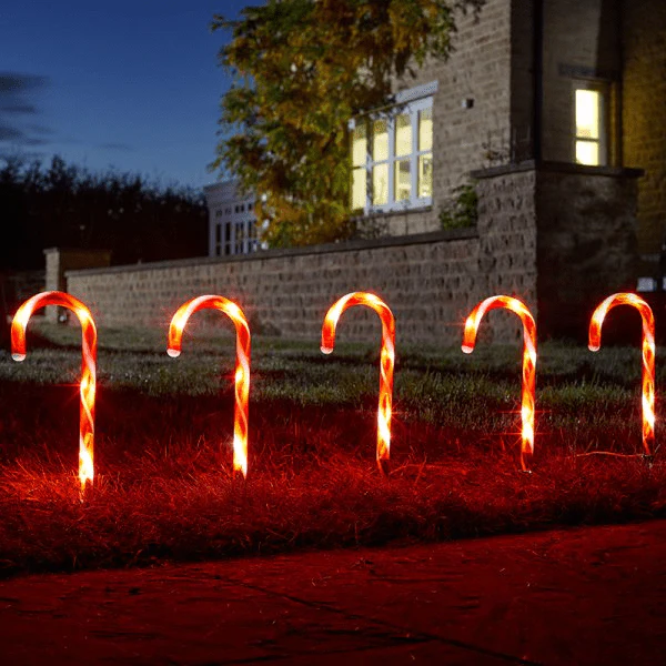 CandyCane Stake Lights Battery Operated - Set of 6