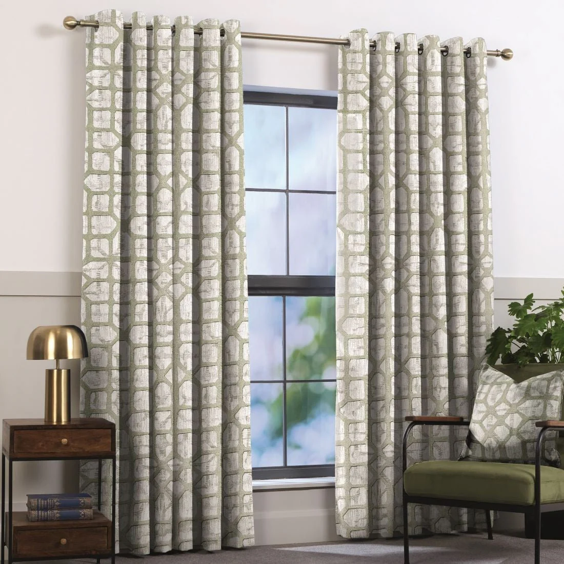 Canova Eucalyptus Eyelet Curtains 90 x 90