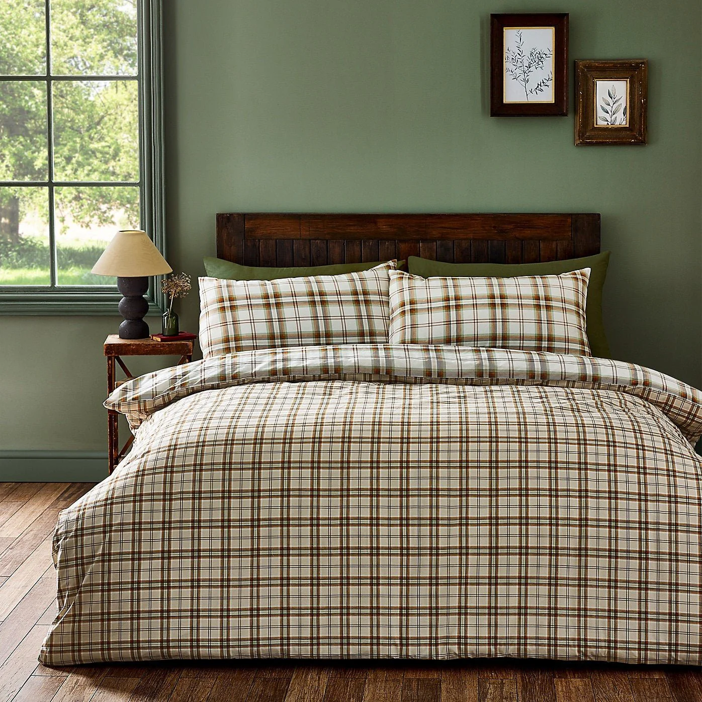 Catherine Lansfield Bedding Kelso Check Duvet Set Burnt Orange - Kingsize - Image 2