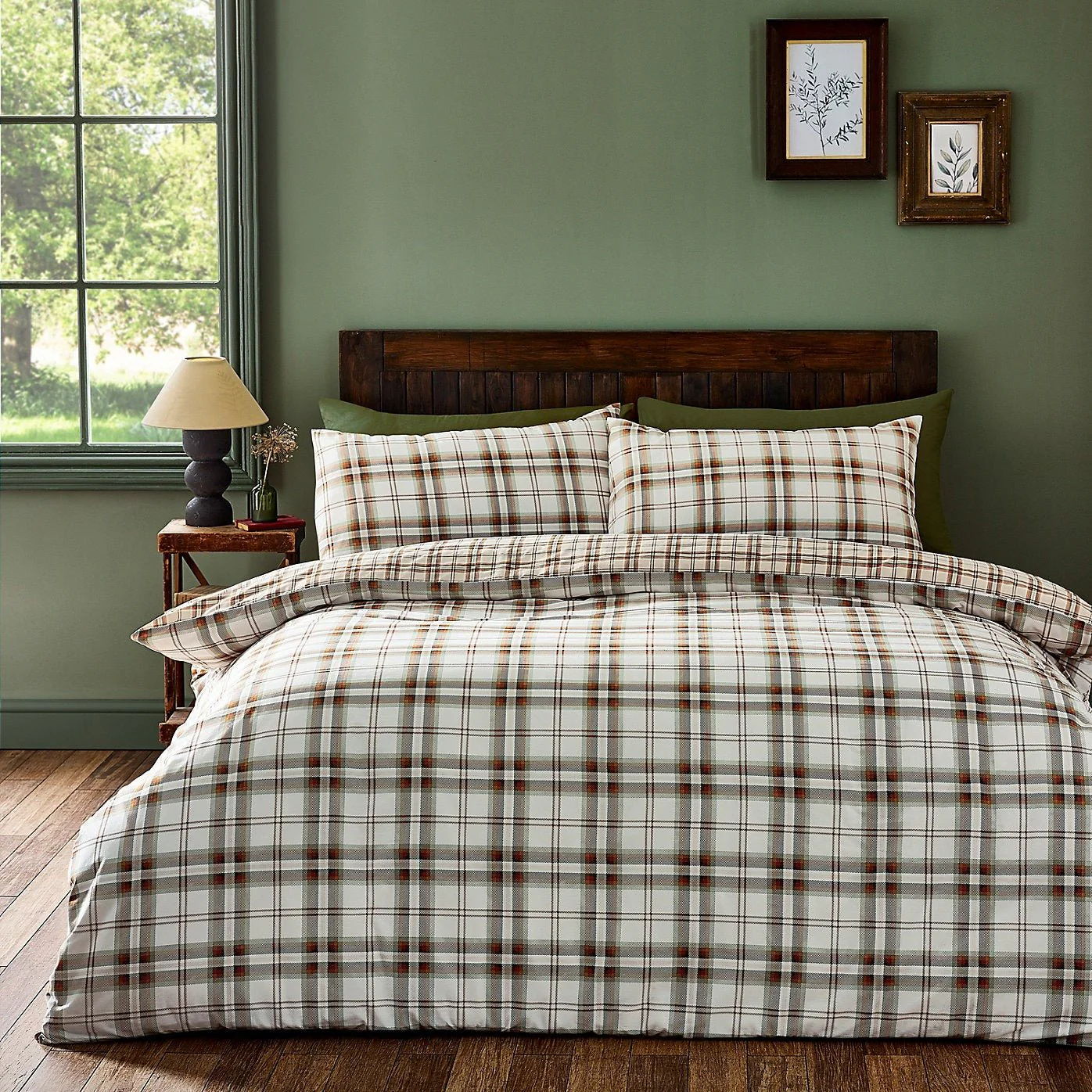 Catherine Lansfield Bedding Kelso Check Duvet Set Burnt Orange - Single