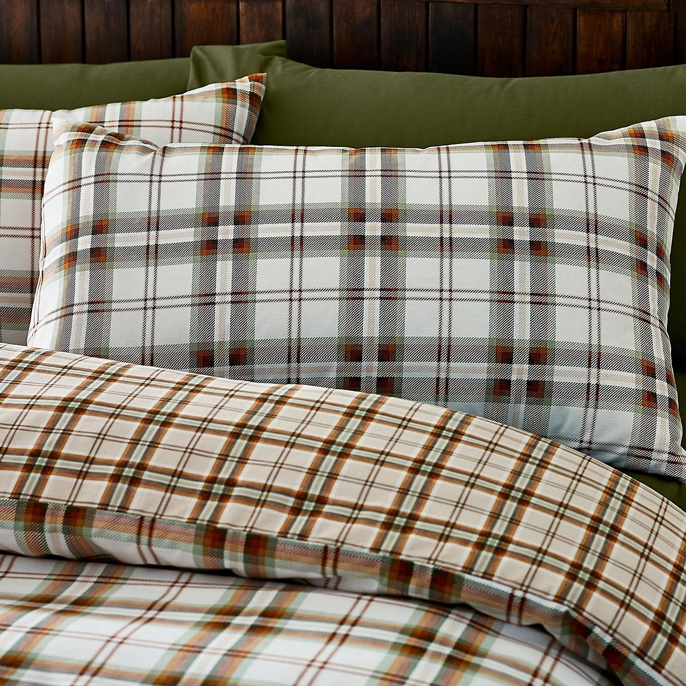 Catherine Lansfield Bedding Kelso Check Duvet Set Burnt Orange - Single - Image 3