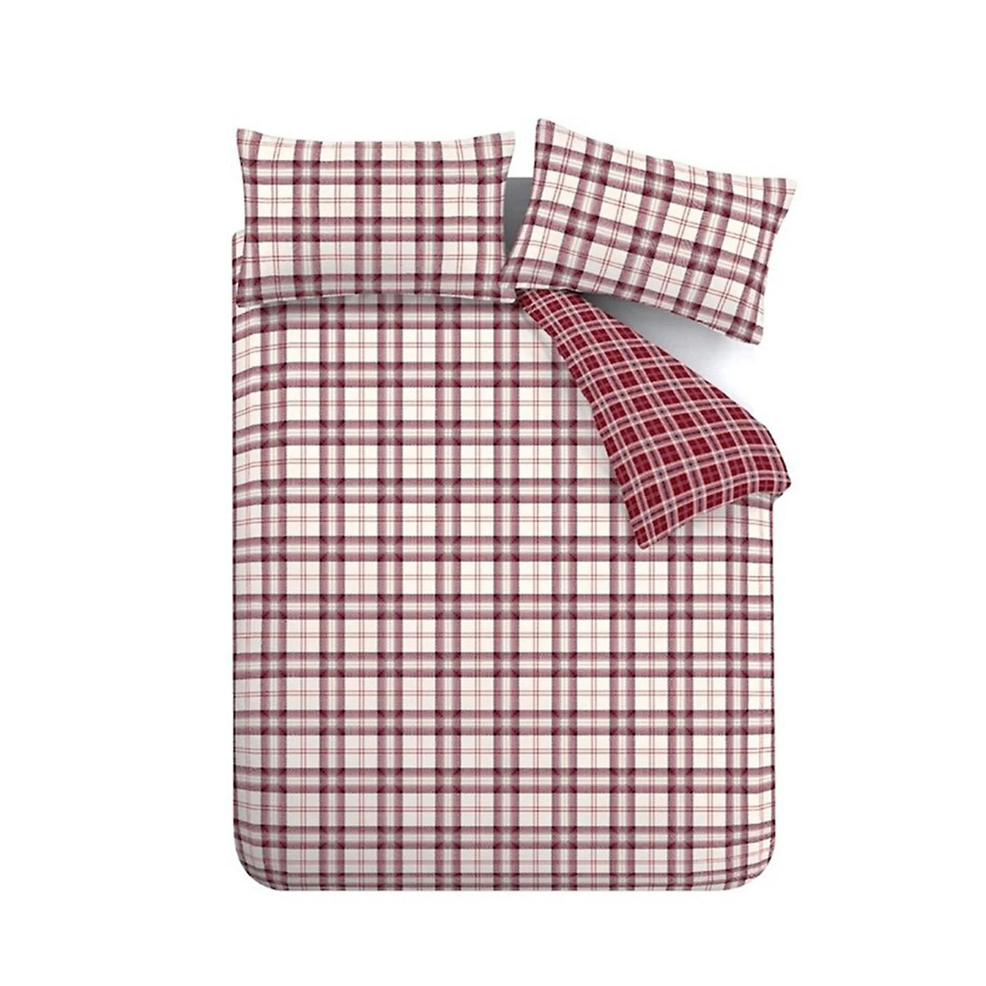 Catherine Lansfield Bedding Kelso Check Duvet Set Plum - Kingsize - Image 5