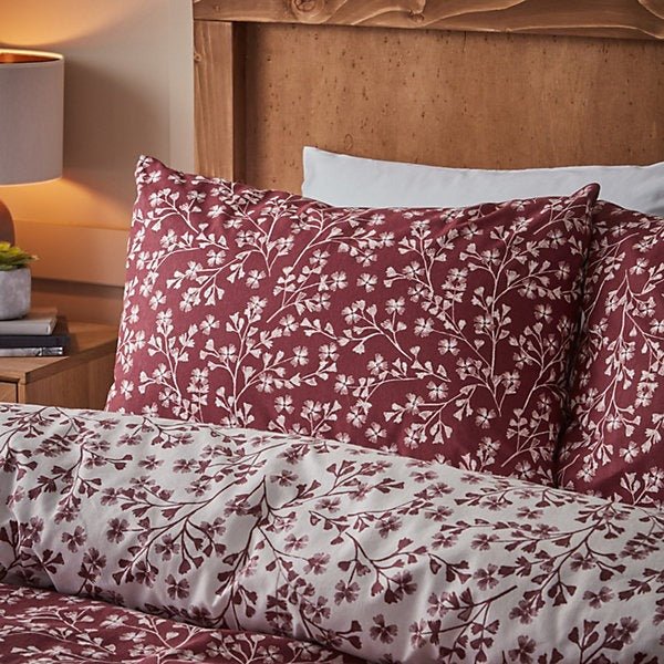 Catherine Lansfield Brushed Cotton Grace Floral Leaf Reversible Duvet Cover Set – Single - Image 3