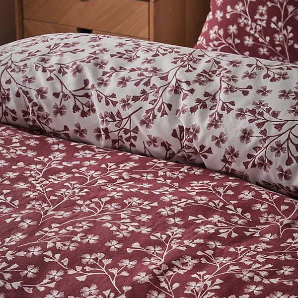 Catherine Lansfield Brushed Cotton Grace Floral Leaf Reversible Duvet Cover Set – Single - Image 4