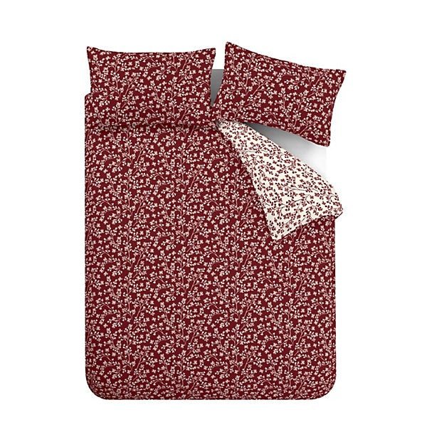 Catherine Lansfield Brushed Cotton Grace Floral Leaf Reversible Duvet Cover Set – Single - Image 5
