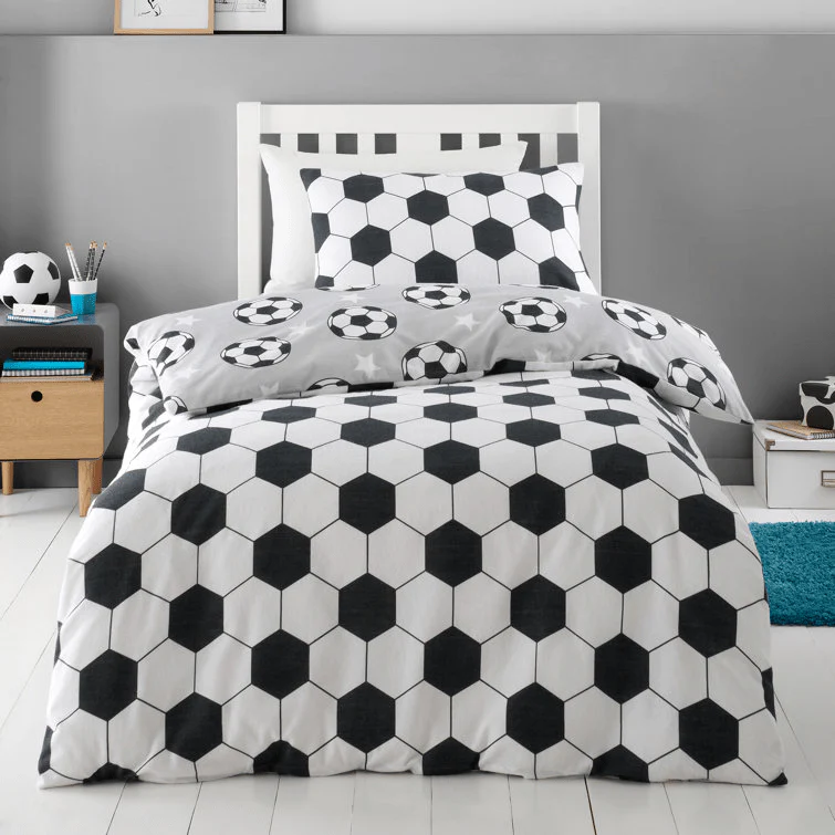 Catherine Lansfield Brushed Football Stars Reversible Duvet Cover Set Double - Image 2