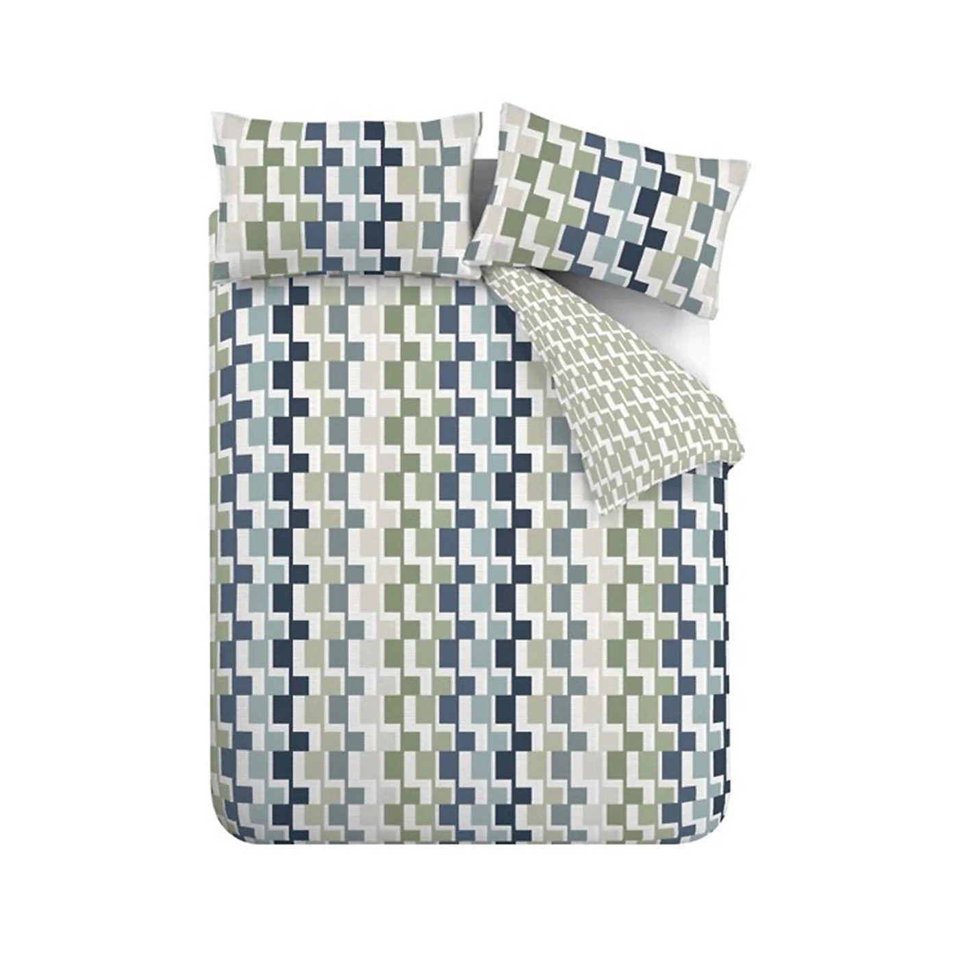 Catherine Lansfield Bryson Blue Reversible Duvet Cover Set – Superking - Image 4