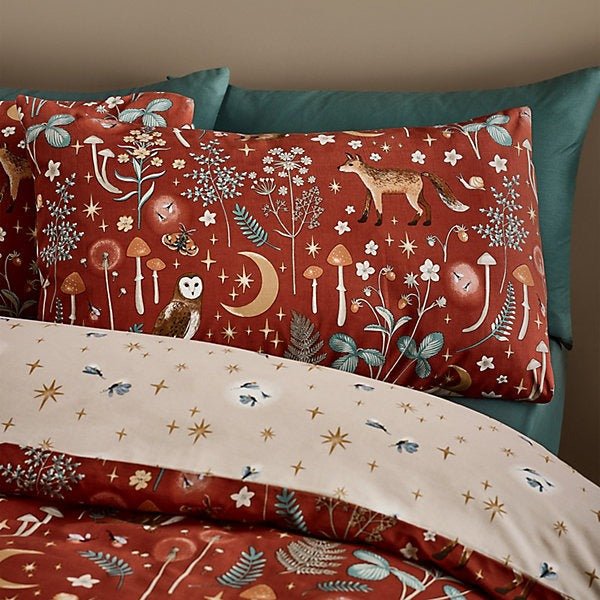 Catherine Lansfield Burnt Orange Enchanted Twilight Animals Duvet Cover Set – Double - Image 3