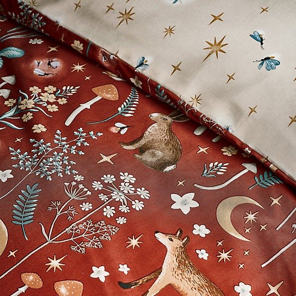 Catherine Lansfield Burnt Orange Enchanted Twilight Animals Duvet Cover Set – Double - Image 4