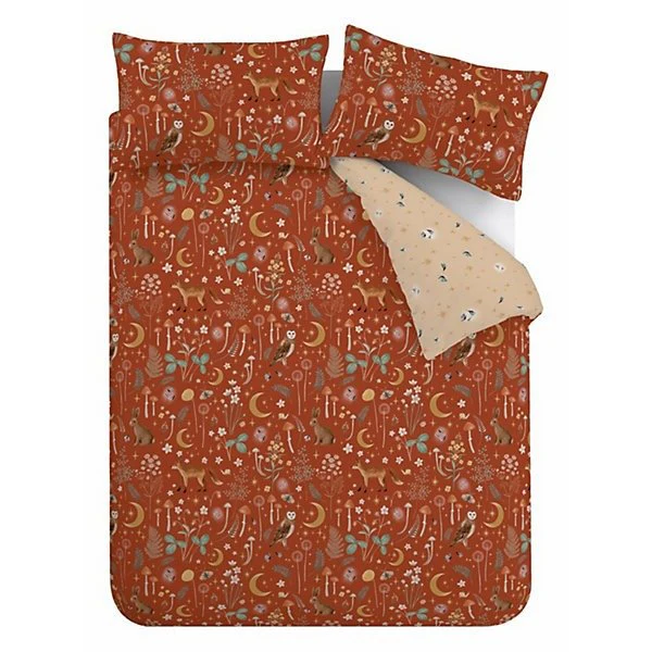 Catherine Lansfield Burnt Orange Enchanted Twilight Animals Duvet Cover Set – Double - Image 5