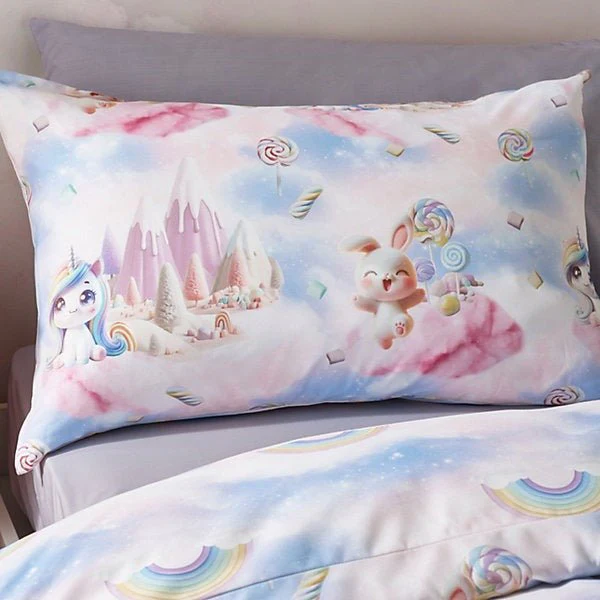 Catherine Lansfield Candy Pink Unicorn So Soft Reversible Duvet Cover Set – Double - Image 3