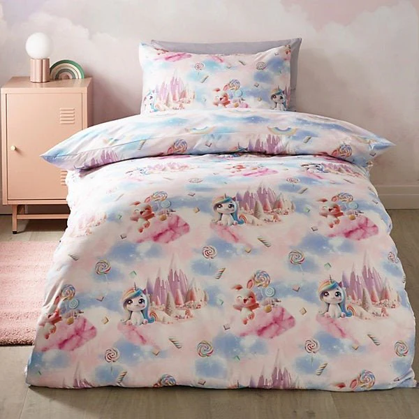 Catherine Lansfield Candy Pink Unicorn So Soft Reversible Duvet Cover Set – Single