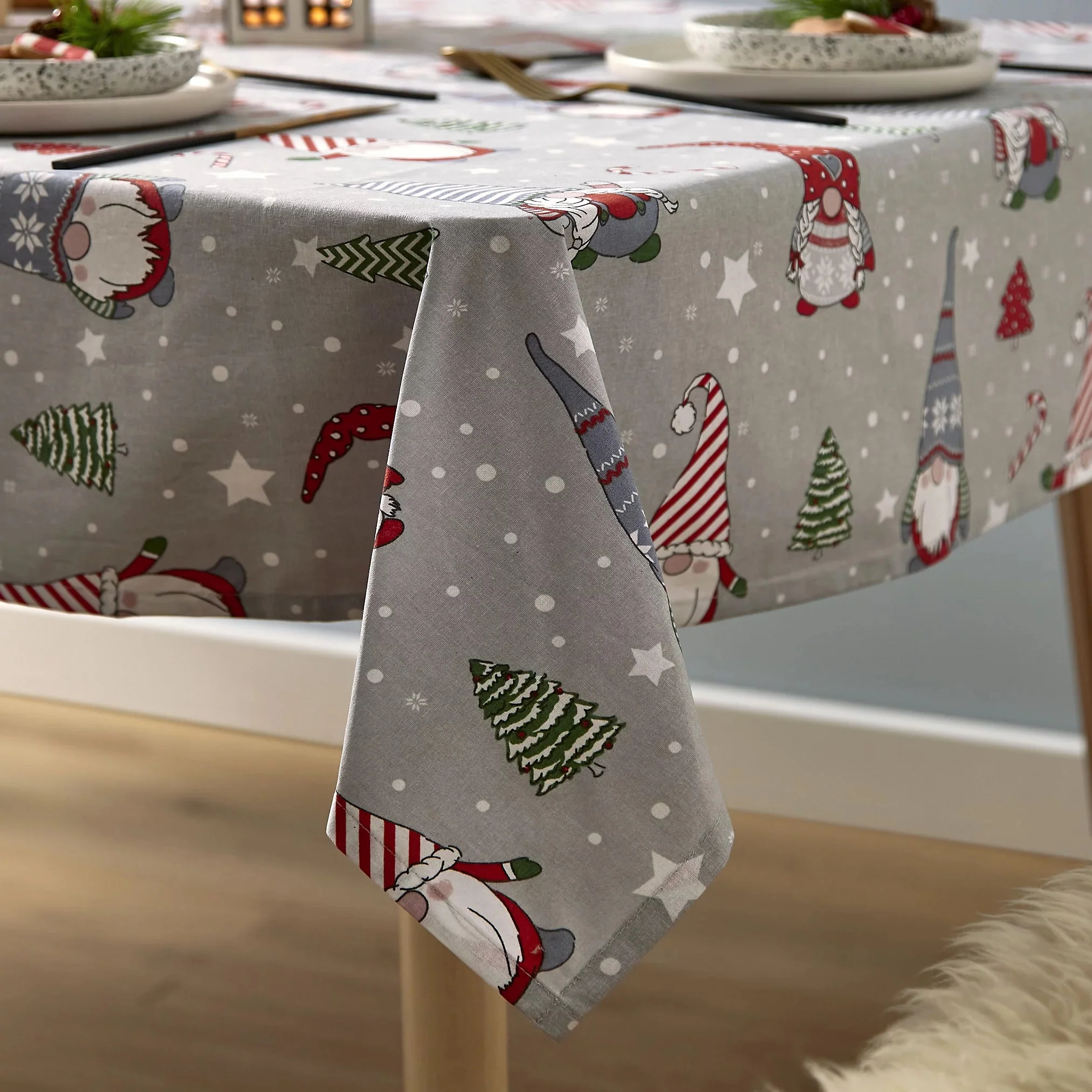 Catherine Lansfield Christmas Gnomes Wipe Clean 137x229 cm Table Cloth - Image 3