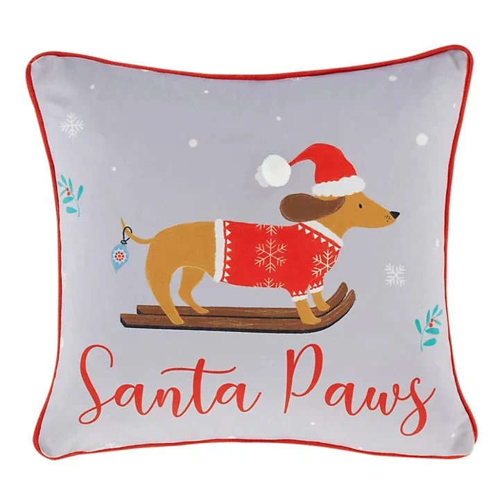 Catherine Lansfield Christmas Santa Paws Cushion 43 x 43cm - Image 2