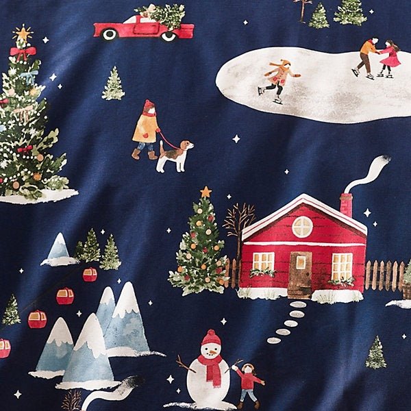 Catherine Lansfield Christmas Ski Village Reversible Duvet Cover Set – Navy Blue (King) - Image 4