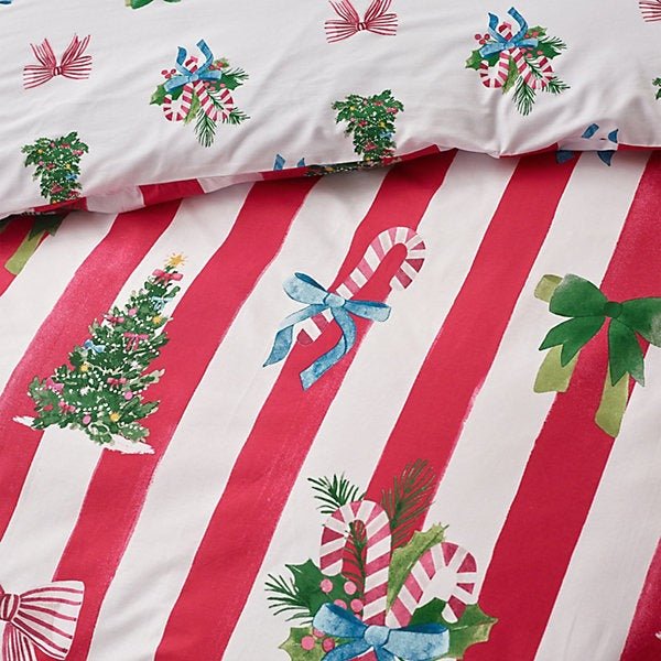 Catherine Lansfield Christmas Stripe Reversible Duvet Cover Set – King - Image 4