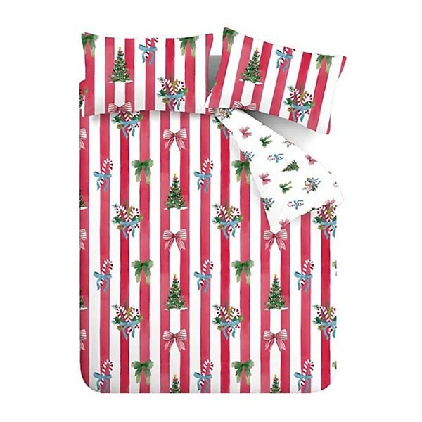 Catherine Lansfield Christmas Stripe Reversible Duvet Cover Set – Single - Image 5