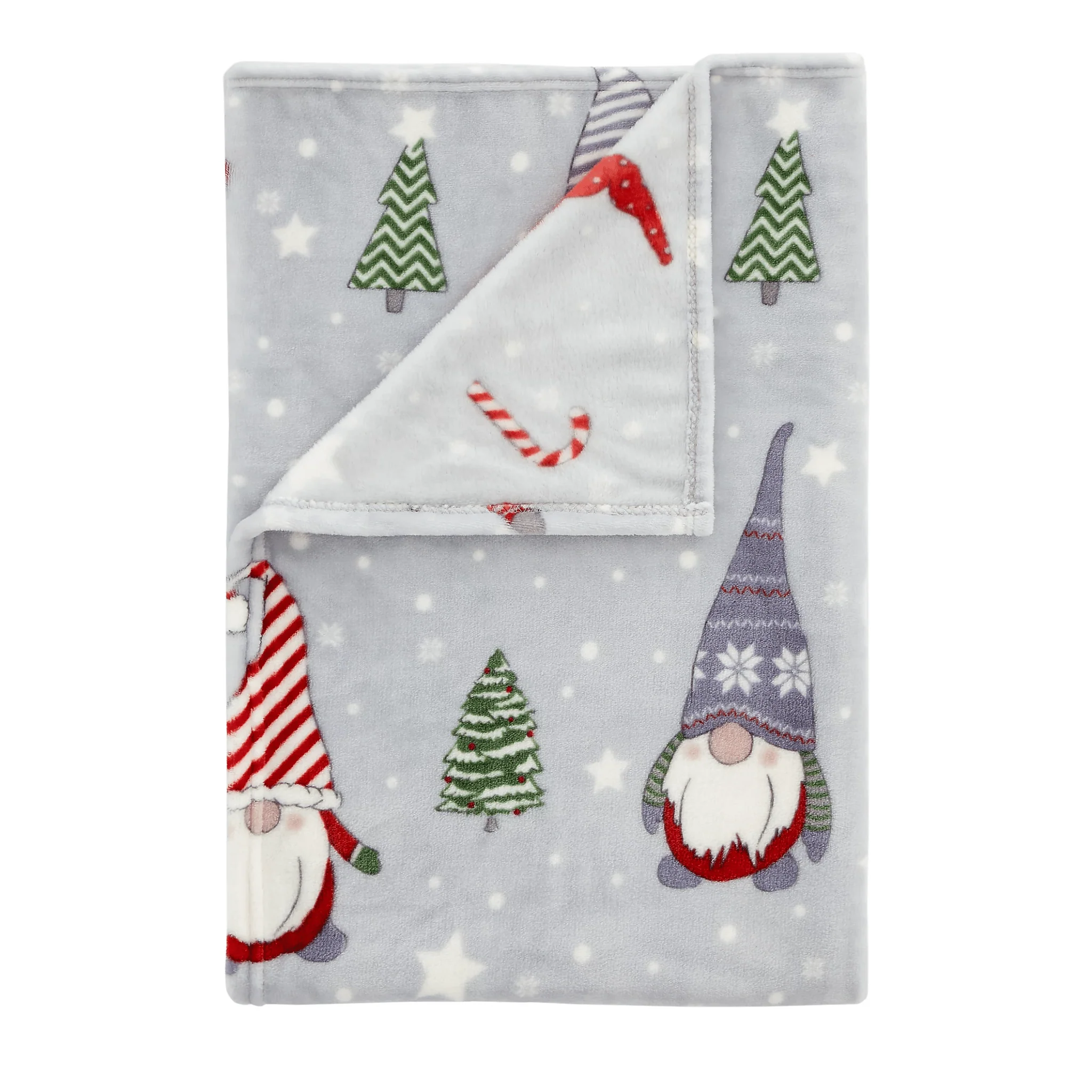 Catherine Lansfield Cosy Gnomes Fleece Throw Grey 130 x 170cm - Image 3