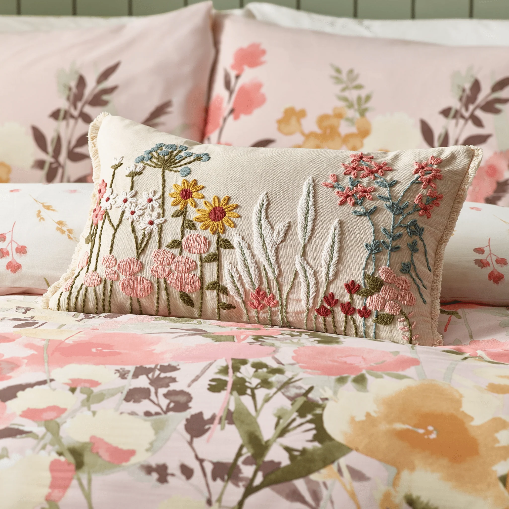 Catherine Lansfield Countryside Floral Embellished Cushion - Image 2