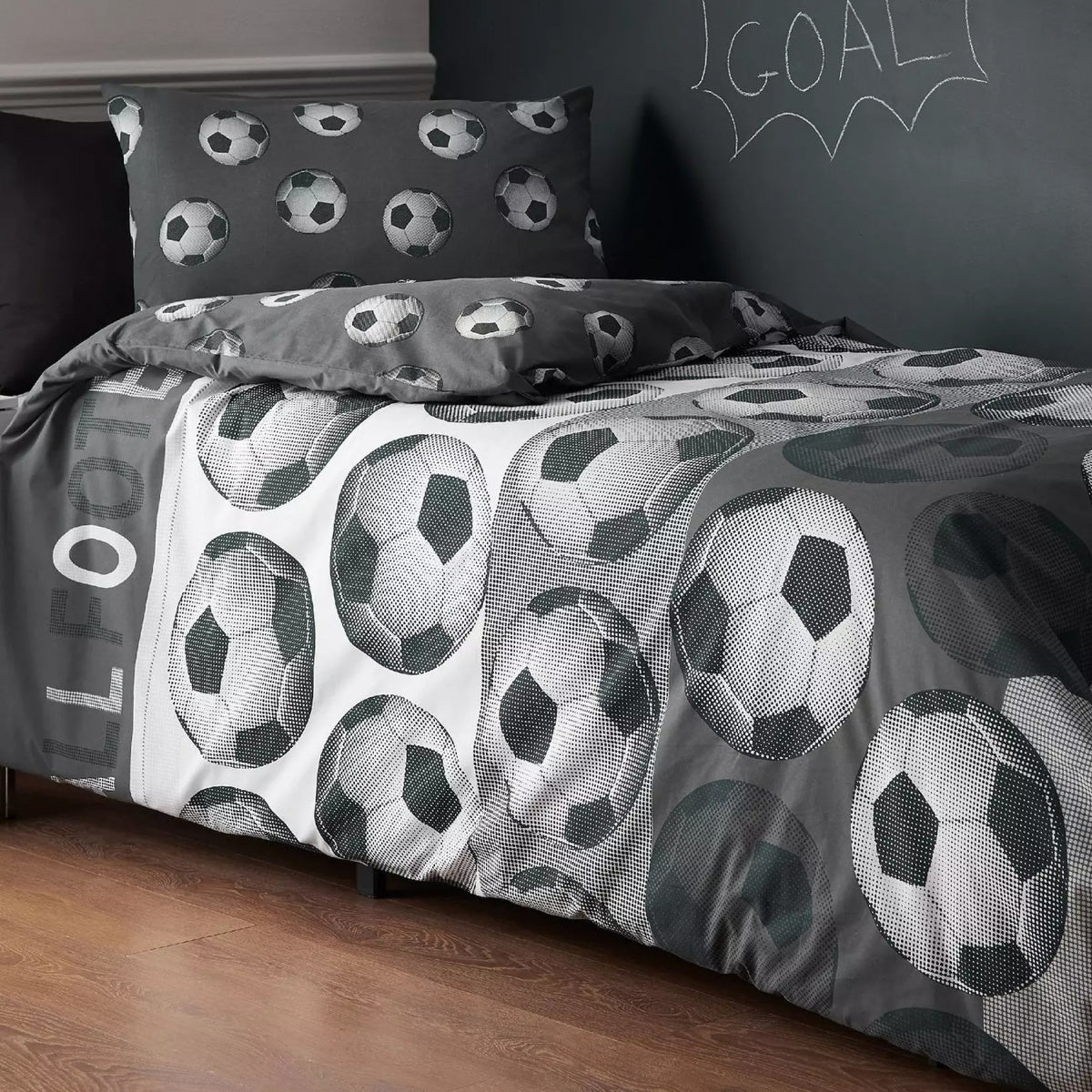 Catherine Lansfield Football Duvet Set Grey - Single