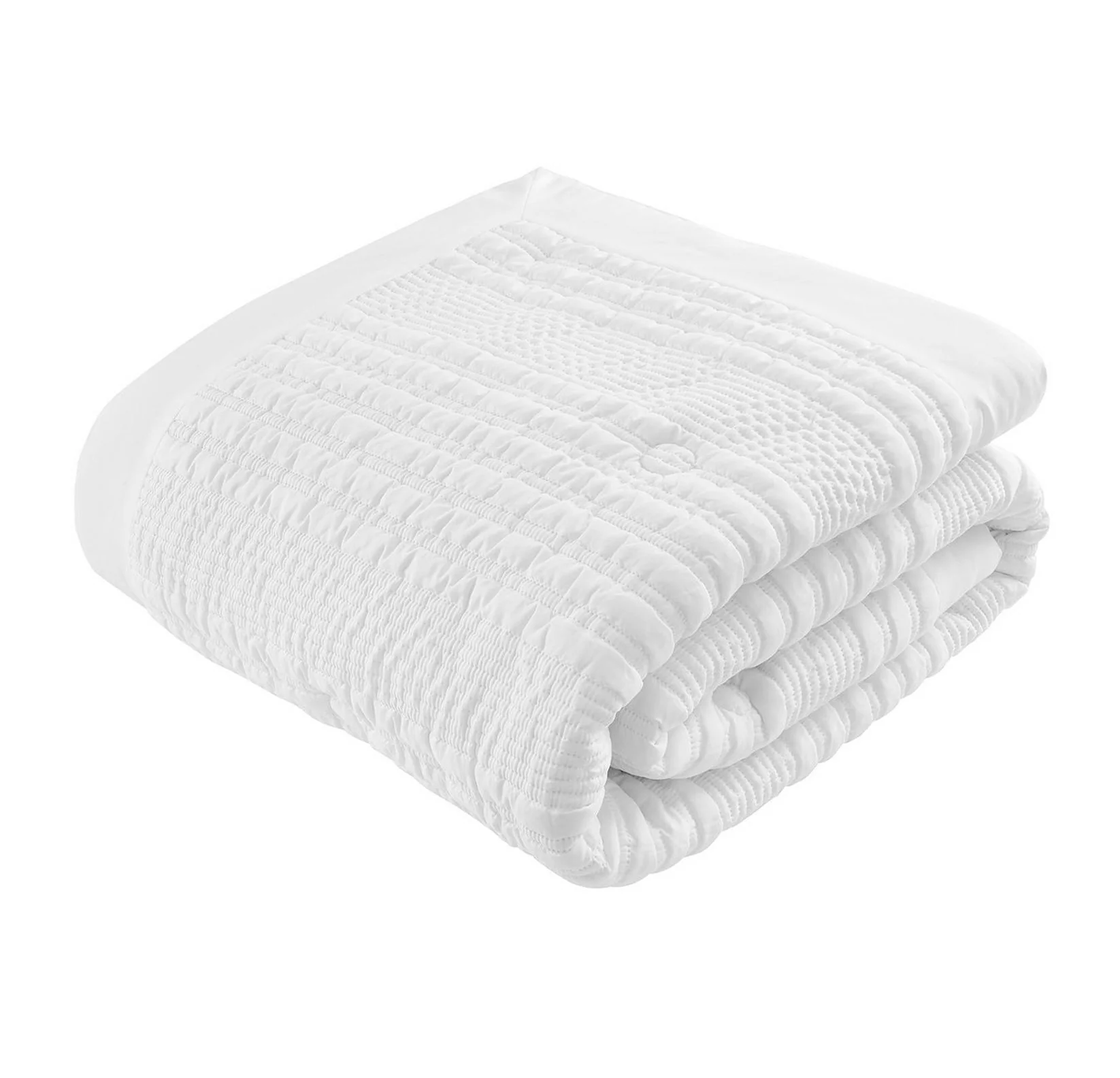 Catherine Lansfield Lennon Stripe White Bedspread 220 x 220cm