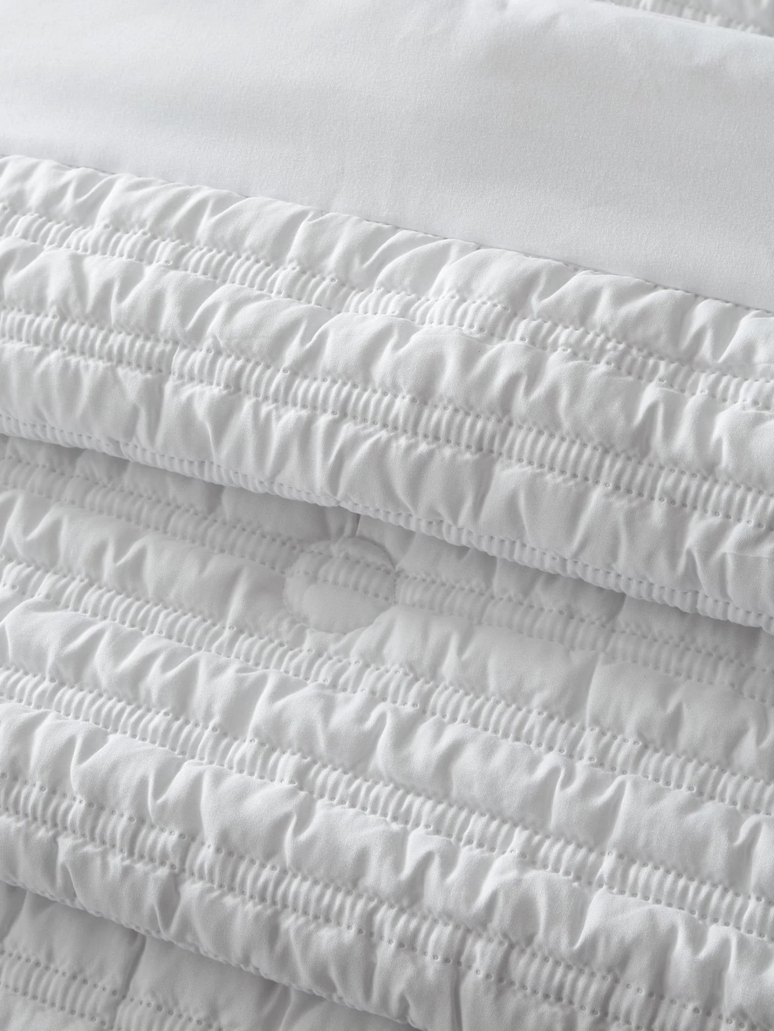 Catherine Lansfield Lennon Stripe White Bedspread 220 x 220cm - Image 3