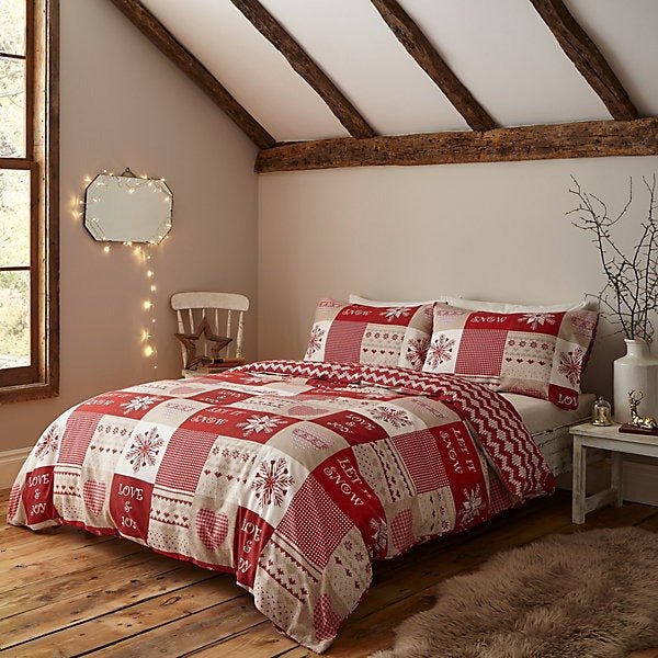 Catherine Lansfield Let It Snow Red Christmas Duvet Cover Set – Double