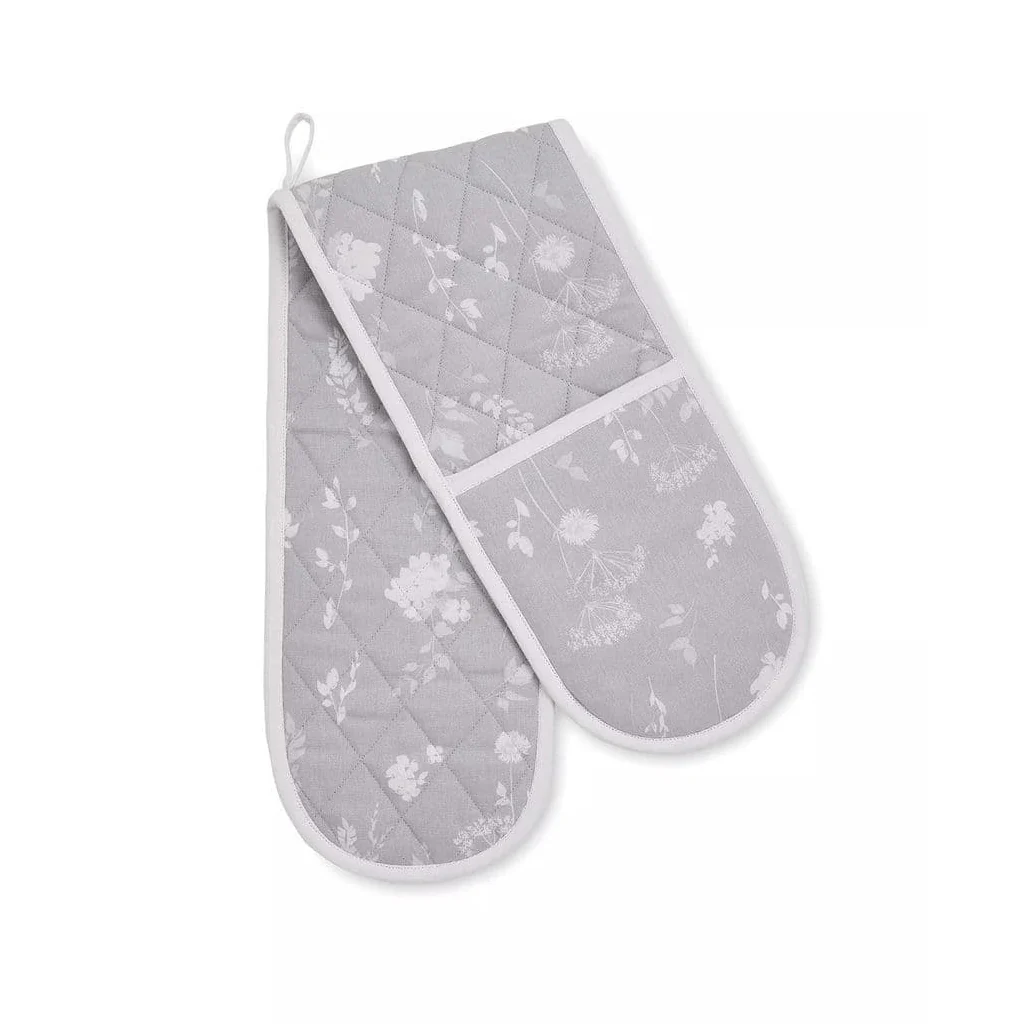 Catherine Lansfield Meadowsweet Double Oven Glove White/Grey